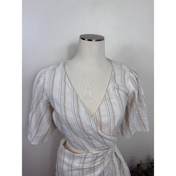 Zara Womens Cotton Blend Striped Cut Out Mini Dress Size Small Modern‎ Beachy - Picture 5 of 13